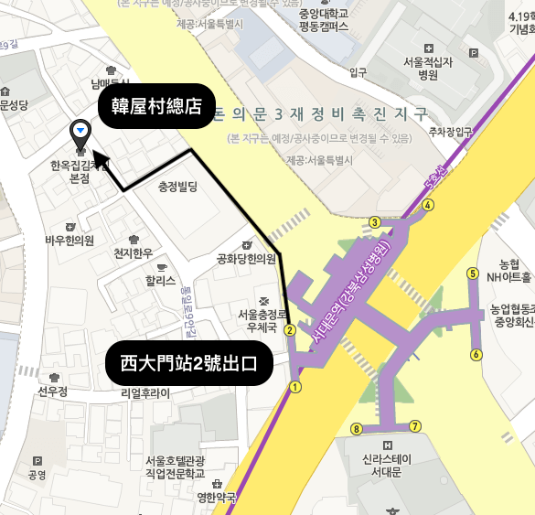 韓屋村蒸泡菜 地圖